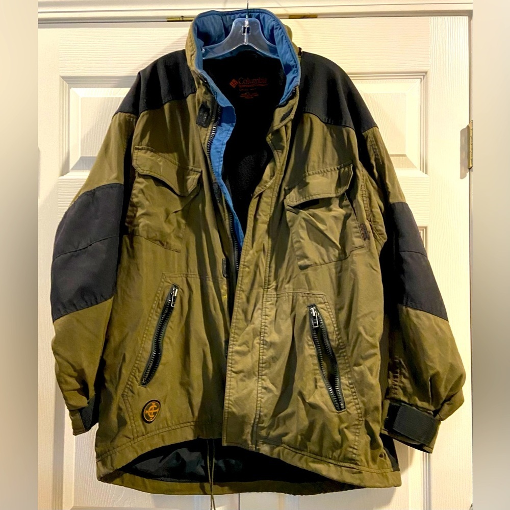 Columbia Vtg Convert Jacket Mens Med Green Full Zip Pockets Insulated Ski Parka